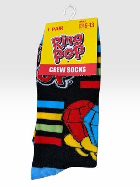 ⭐️ Bundle 5 for $13 • Ring Pop Black Multicolor Crew Socks - Unisex Novelty